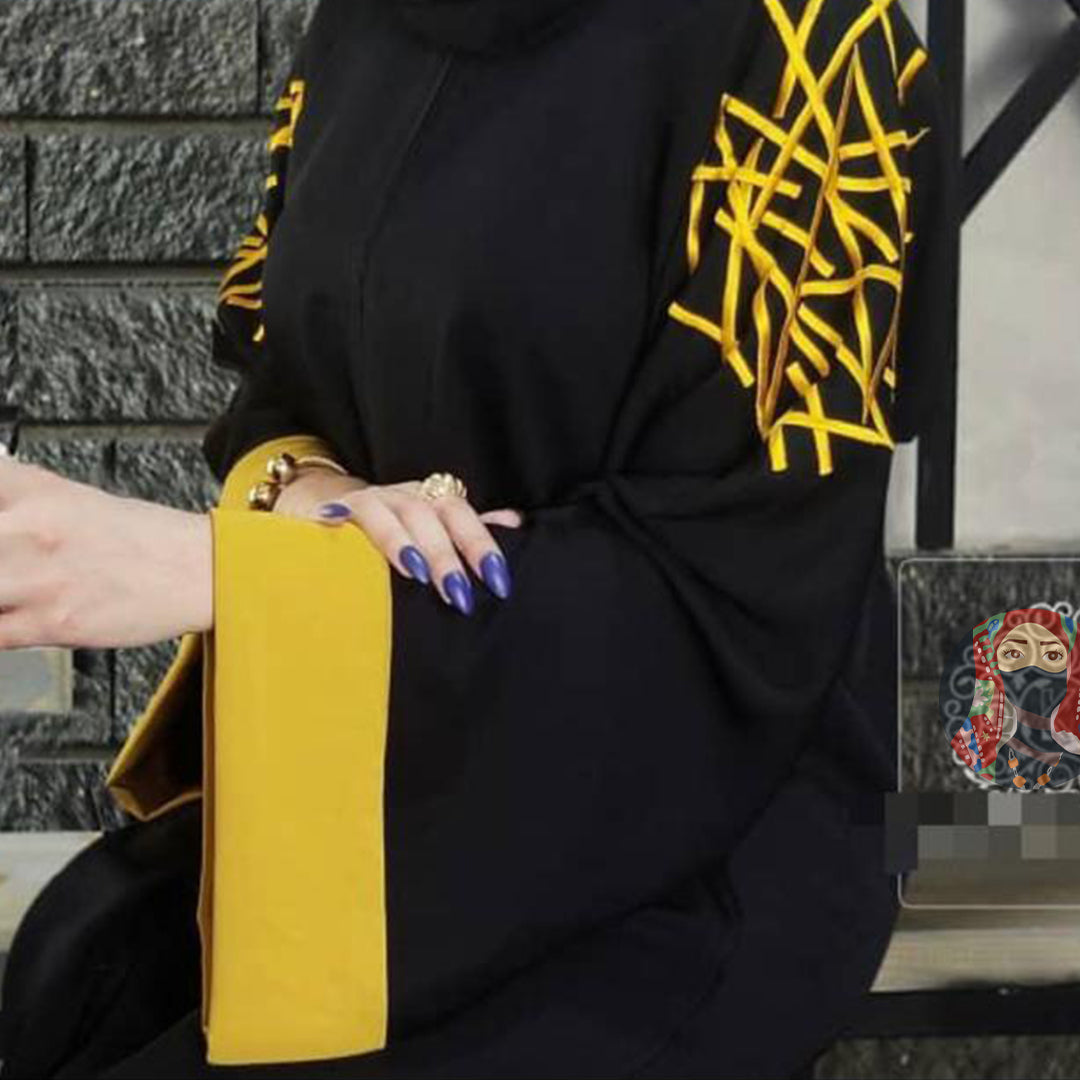 Black & Yellow Arabic Style Abaya