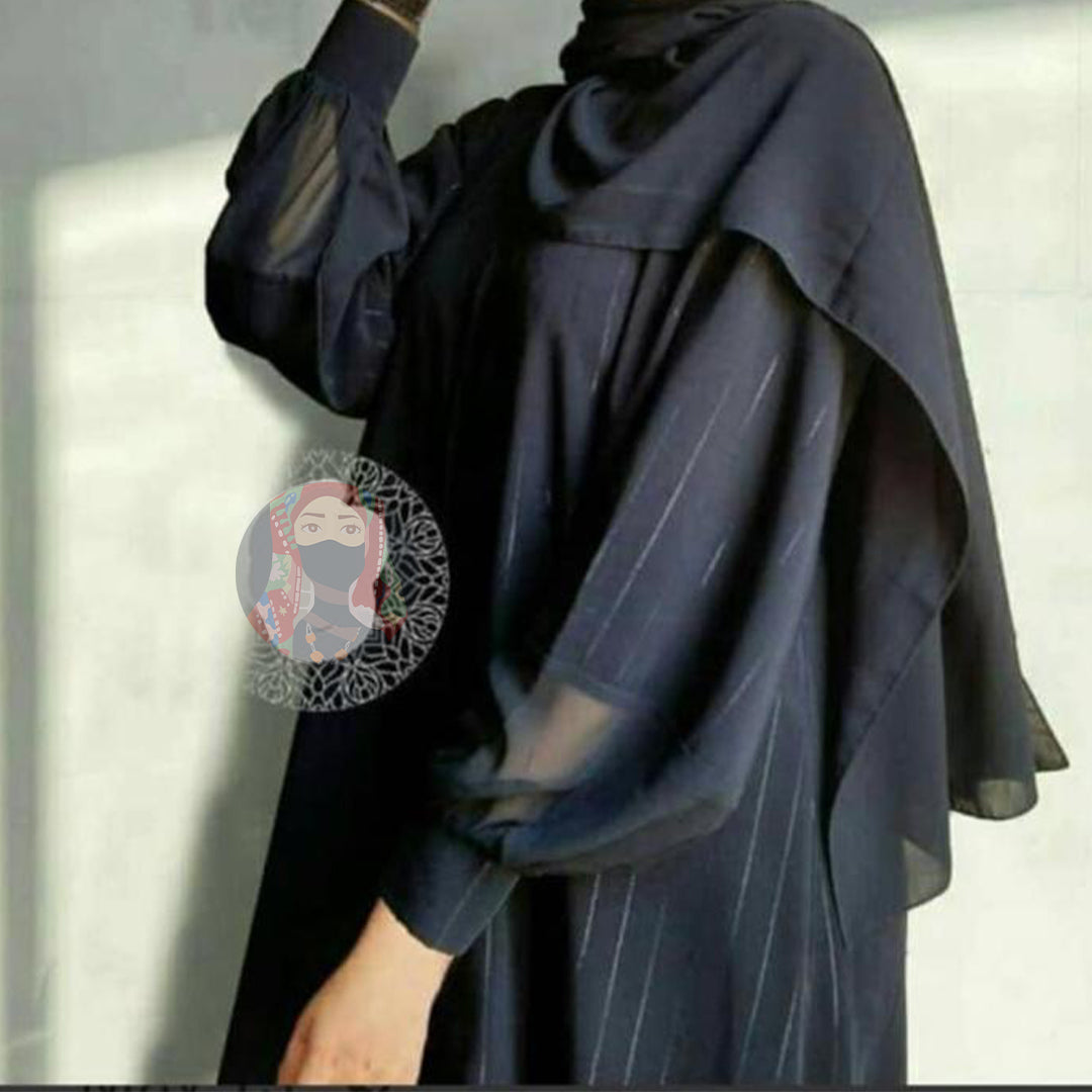 Grey - Textured lined Baggy abaya